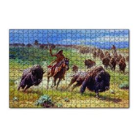 Cakapuzzle Kızılderililer ve Buffola Avı 120 Parça Ahşap Puzzle