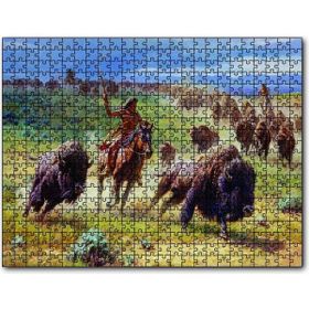 Cakapuzzle Kızılderililer ve Buffola Avı Ahşap 1000 Parça Puzzle