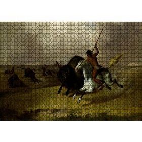 Cakapuzzle Kızılderililerin Buffalo Avı Mdf 1000 Parça Puzzle