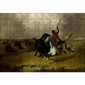 Cakapuzzle Kızılderililerin Buffalo Avı Mdf 120 Parça Puzzle
