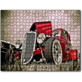Cakapuzzle Klasik Kırmızı Hot Rod Araba Görseli 1000 Parça Puzzle