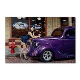 Cakapuzzle Klasik Otomobil Çekici Kadın 120 Parça Ahşap Puzzle