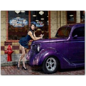 Cakapuzzle Klasik Otomobil Çekici Kadın Mdf 1000 Parça Puzzle