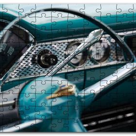 Cakapuzzle Klasik Yeşil Araba Kokpit Detay Yakın Çekim Mdf 255 Parça Puzzle