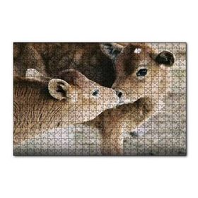 Cakapuzzle Koklaşan Kahverengi Buzağılar Görseli 120 Parça Ahşap Puzzle