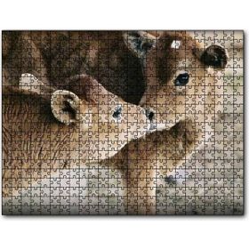 Cakapuzzle Koklaşan Kahverengi Buzağılar Görseli Mdf 120 Parça Puzzle