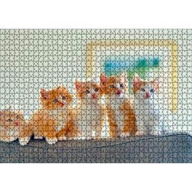 Cakapuzzle Koltukta Sarı Beyaz Yavru Kediler 120 Parça Ahşap Puzzle
