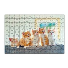Cakapuzzle Koltukta Yanyana Sarı Beyaz Renkli 5 Kedi 120 Parça Ahşap Puzzle