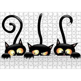 Cakapuzzle Komik Üç Kedi Görseli 120 Parça Puzzle