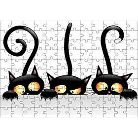 Cakapuzzle Komik Üç Kedi Görseli 120 Parça Puzzle
