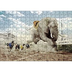 Cakapuzzle Köpek Yarışına Katılan Fil İllüstrasyon 120 Parça Ahşap Puzzle