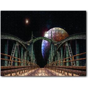 Cakapuzzle Köprü Gecede Gökyüzü Gezegen Ahşap 255 Parça Puzzle