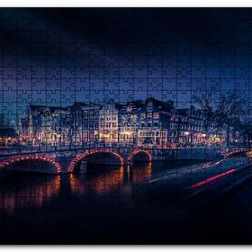 Cakapuzzle Köprü ve Kanal Üzerinde Şehir Yansımaları Mdf 120 Parça Puzzle