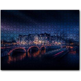 Cakapuzzle Köprü ve Kanal Üzerinde Şehir Yansımaları Mdf 120 Parça Puzzle