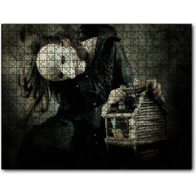 Cakapuzzle Korkunç Maskeli Yaratık ve Mini Ağaç Kulübesi Mdf 1000 Parça Puzzle