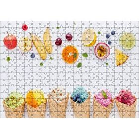 Cakapuzzle Kornetlerde Mevveli Dondurmalar Beyaz Zemin 120 Parça Ahşap Puzzle