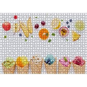 Cakapuzzle Kornetlerde Mevveli Dondurmalar Beyaz Zemin 120 Parça Ahşap Puzzle