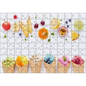 Cakapuzzle Kornetlerde Mevveli Dondurmalar Beyaz Zemin 120 Parça Ahşap Puzzle