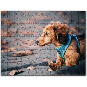 Cakapuzzle Koşan Sevimli Kahverengi Köpek 1000 Parça Ahşap Puzzle