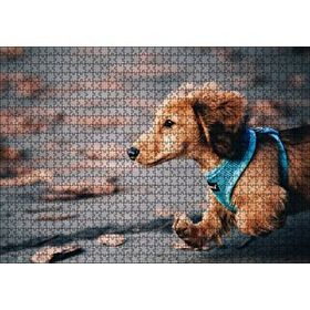 Cakapuzzle Koşan Sevimli Kahverengi Köpek 1000 Parça Ahşap Puzzle