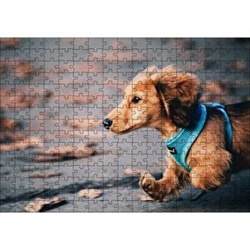 Cakapuzzle Koşan Sevimli Kahverengi Köpek 120 Parça Ahşap Puzzle