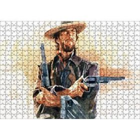 Cakapuzzle Kovboy Clint Eastwood Sanat Görsel 120 Parça Ahşap Puzzle