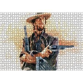 Cakapuzzle Kovboy Clint Eastwood Sanat Görsel 120 Parça Ahşap Puzzle