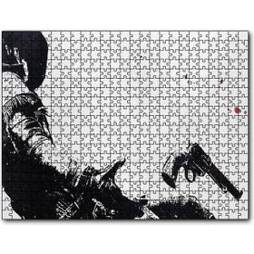 Cakapuzzle Kovboy Düşerken Yakın Detay Siyah Beyaz Mdf 500 Parça Puzzle