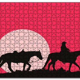 Cakapuzzle Kovboy ve Atları Ahşap 500 Parça Puzzle