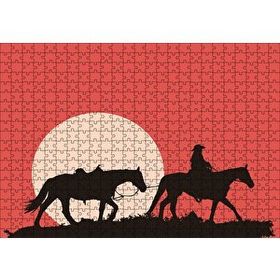 Cakapuzzle Kovboy ve Atları Ahşap 500 Parça Puzzle