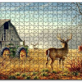 Cakapuzzle Köy Evi Traktör ve Geyikler Mdf 120 Parça Puzzle