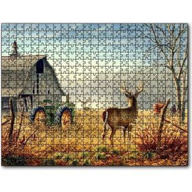 Cakapuzzle Köy Evi Traktör ve Geyikler Mdf 120 Parça Puzzle