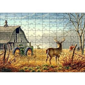 Cakapuzzle Köy Evi Traktör ve Geyikler Mdf 120 Parça Puzzle