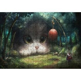 Cakapuzzle Koyu Orman ve Sevimli Dev Kedicik 255 Parça Puzzle