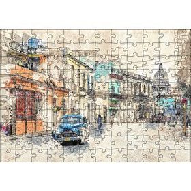 Cakapuzzle Küba Sokak Manzarası Çizim 120 Parça Puzzle