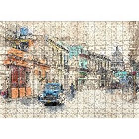 Cakapuzzle Küba Sokak Manzarası Çizim 120 Parça Puzzle