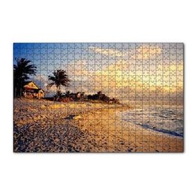 Cakapuzzle Kübada Bir Kumsal ve Günbatımı 120 Parça Ahşap Puzzle