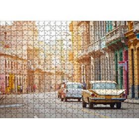 Cakapuzzle Kübada Eski Binalar ve Klasik Arabalar 120 Parça Ahşap Puzzle
