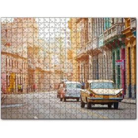 Cakapuzzle Kübada Eski Binalar ve Klasik Arabalar 255 Parça Ahşap Puzzle