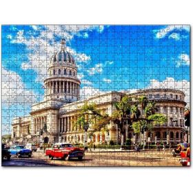 Cakapuzzle Kübada Tarihi Bina ve Klasik Arabalar 1000 Parça Ahşap Puzzle