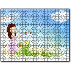 Cakapuzzle Küçük Kız, Çiçekler ve Bulutlar 1000 Parça Puzzle