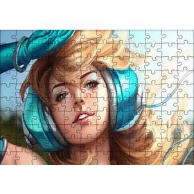 Cakapuzzle Kulaklıklı Sarışın Kadın Illüstrasyon 255 Parça Puzzle