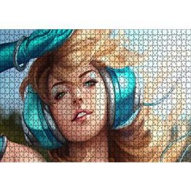 Cakapuzzle Kulaklıklı Sarışın Kadın Illüstrasyon 255 Parça Puzzle