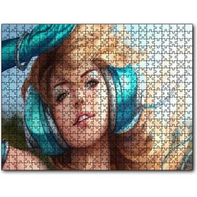 Cakapuzzle Kulaklıklı Sarışın Kadın İllüstrasyon Mdf 120 Parça Puzzle