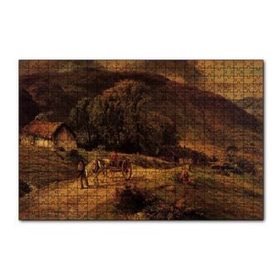 Cakapuzzle Kulübe Ağaçlar Dağlar ve At Arabası 255 Parça Puzzle