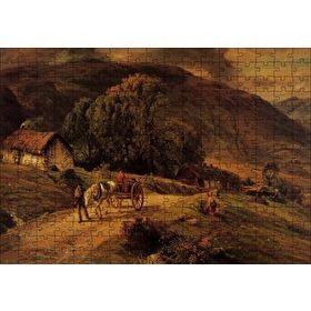 Cakapuzzle Kulübe Ağaçlar Dağlar ve At Arabası 255 Parça Puzzle