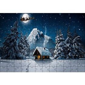 Cakapuzzle Kulübe Karlı Dağ Geyikler ve Noel Baba 255 Parça Puzzle
