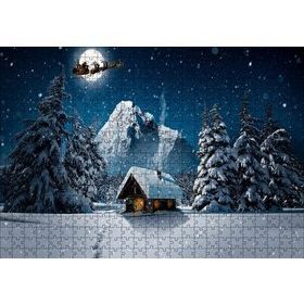 Cakapuzzle Kulübe Karlı Dağ Geyikler ve Noel Baba 255 Parça Puzzle