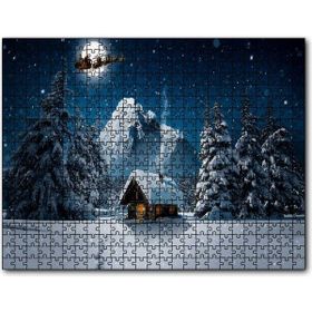 Cakapuzzle Kulübe Karlı Dağ Geyikler ve Noel Baba Mdf 1000 Parça Puzzle