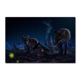Cakapuzzle Kulübe ve Etrafında Dev Tilkiler Mdf 120 Parça Puzzle